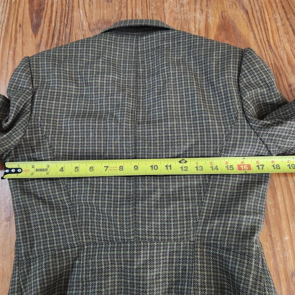 Michael Kors Made in Italy Green Houndstooth Virgin Wool Blazer Jacket Size‎ 10